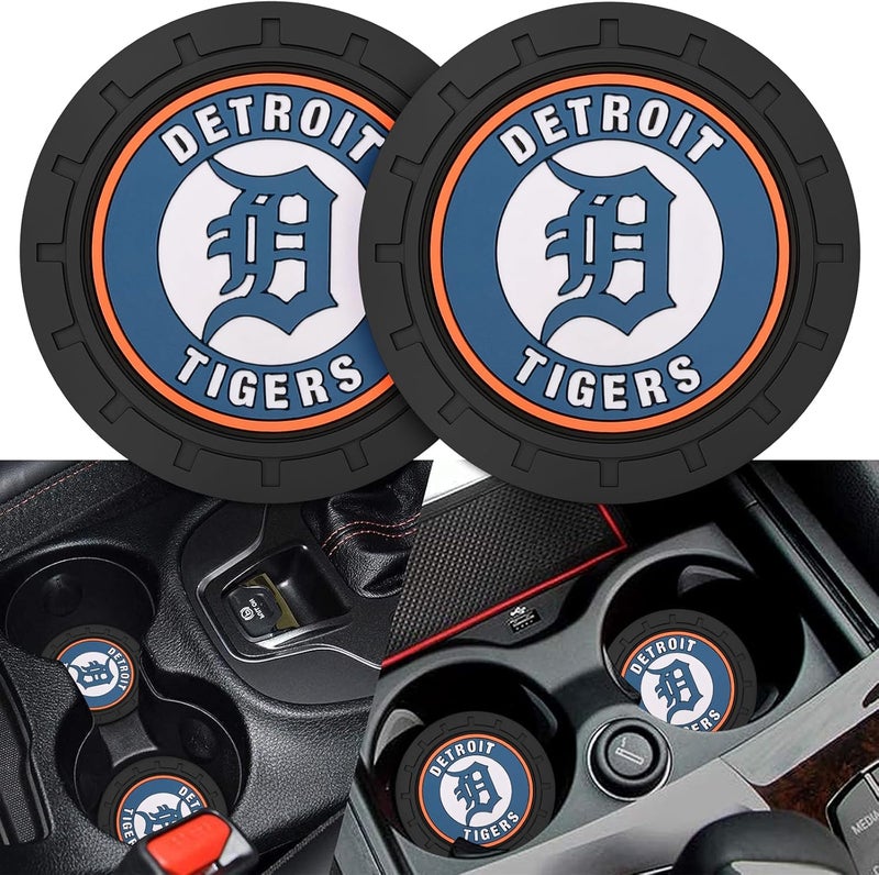 Kaleduo 2PCS Car Cup Holder Coaster,Auto Cup Holder Insert Coaster for Detroit Tigers Baseball Fans, Non-Slip Car Drink Holder Mat, Interior Accessories, Detroit Tigers - Image 1
